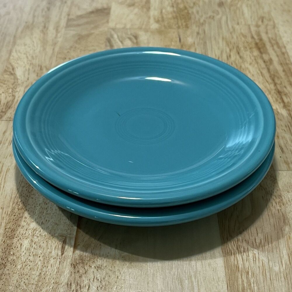 Fiesta Fiestaware Salad Plates Set of 2 Teal Blue 7” USA Dinnerware Vintage
